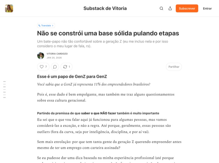 Início do texto: Não se constrói uma base sólida pulando etapas