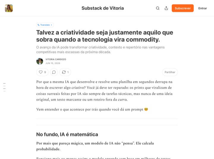 Início do texto: Talvez a criatividade seja justamente…
