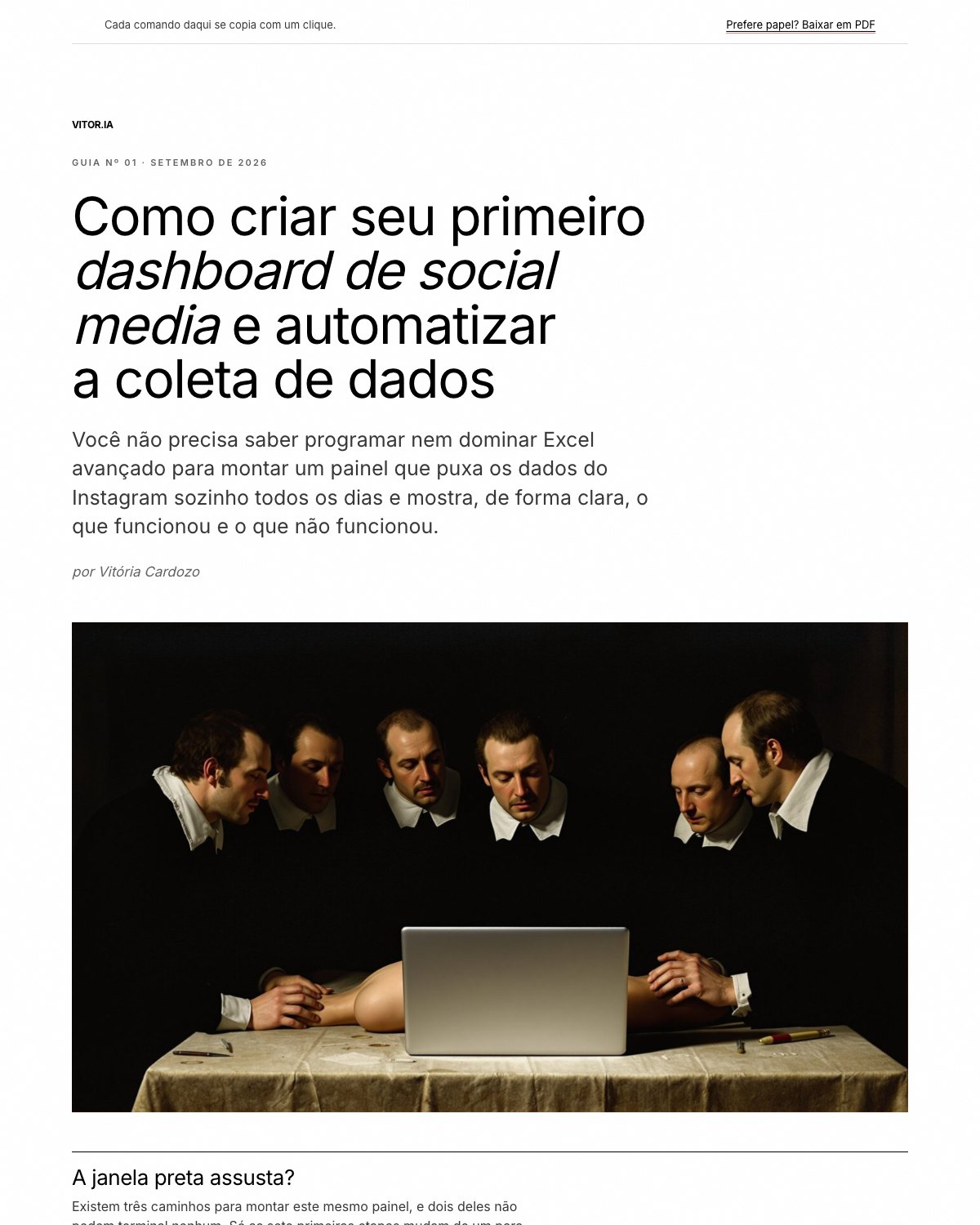 Primeira página do passo a passo: como criar seu primeiro dashboard de social media