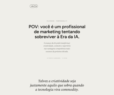 Primeira página do playbook: POV, você é um profissional de marketing tentando sobreviver à Era da IA